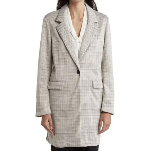 Sanctuary Gray Long Line Houndstooth Catalina Coat Plus Size 1X - Picture 1 of 10